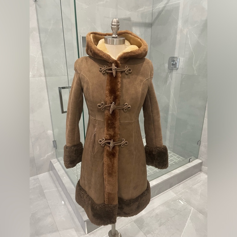 ALASKA GIRL’S BROWN WINTER SHEEPSKIN SHEARLING COAT SIZE 12 YOUTH